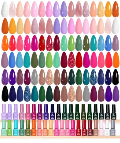 Beetles 48 Colors Gel Nail Polish Set, Orange Brown Red Pink Nude Blue