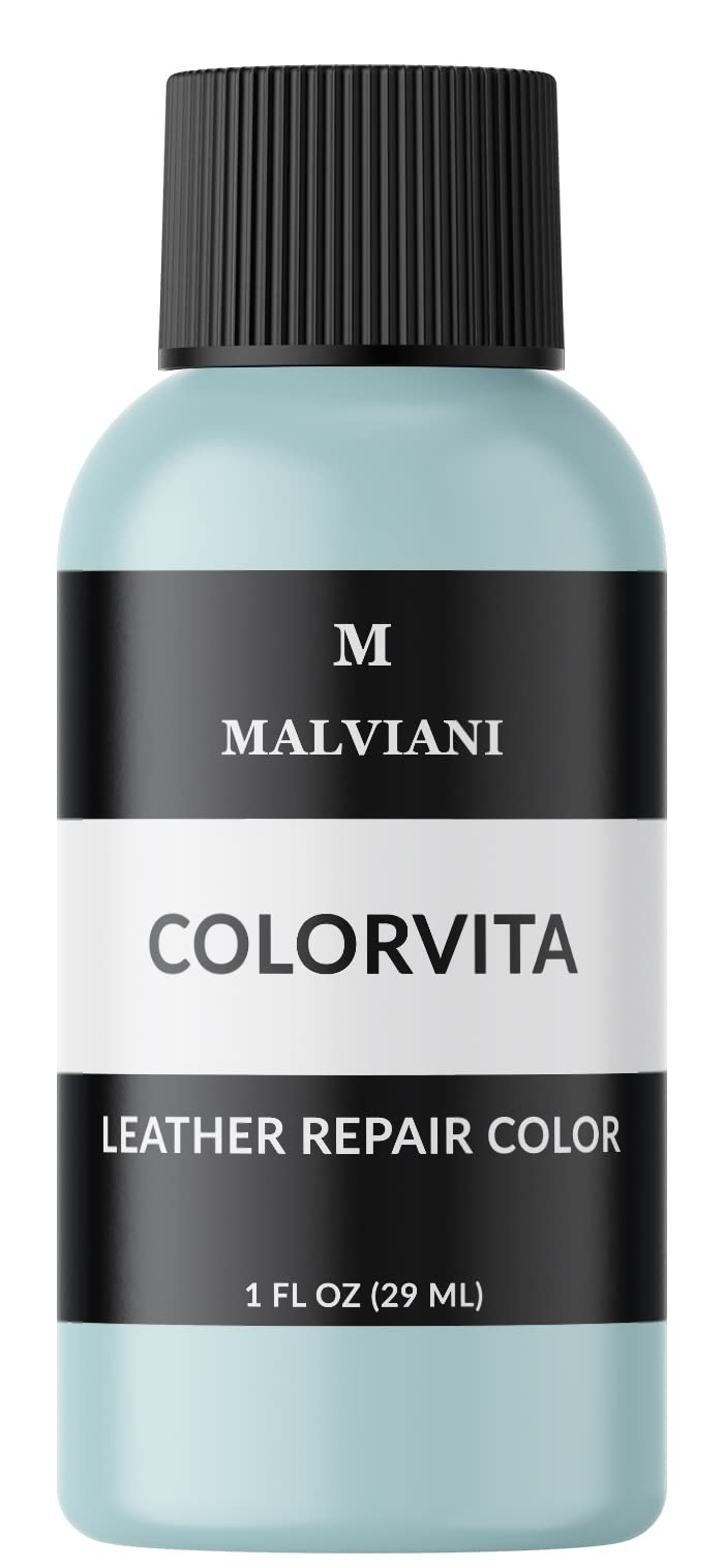 MALVIANI Leather Repair Color Restorer - Light Blue - Repair Couch, Furniture, Car Seat, Purse & Sofa - 1 oz.