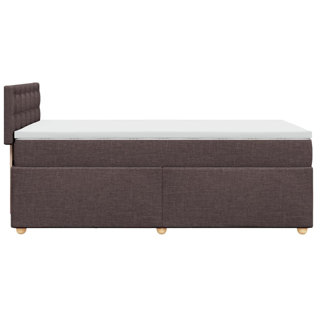 Cama con somier con colchón, color marrón oscuro, 100 x 200 cm, tejido de muelles ensacados, estructura de cama con listones y cojín transpirable para un sueño reparador y una sujeción óptima