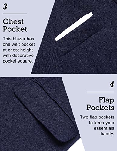 COOFANDY Men's Blazer Casual Sport Coats Slim Fit One Button Suit Jacket Lightweight Sports Jacket (Navy Blue M)4