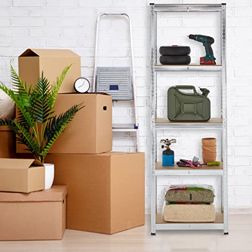 Relaxdays Schwerlastregal, HxBxT: 180x60x30 cm, 500 kg, verzinkter Stahl, Lagerregal Keller, Garage, zum Stecken, Silber