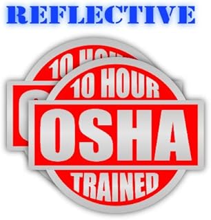 (Pair) Reflective Red 10 Hour OSHA Trained Hard Hat Label Sticker Decal | Lunch Box | Tool Box Sticker Decal | 2 inch Decal Each