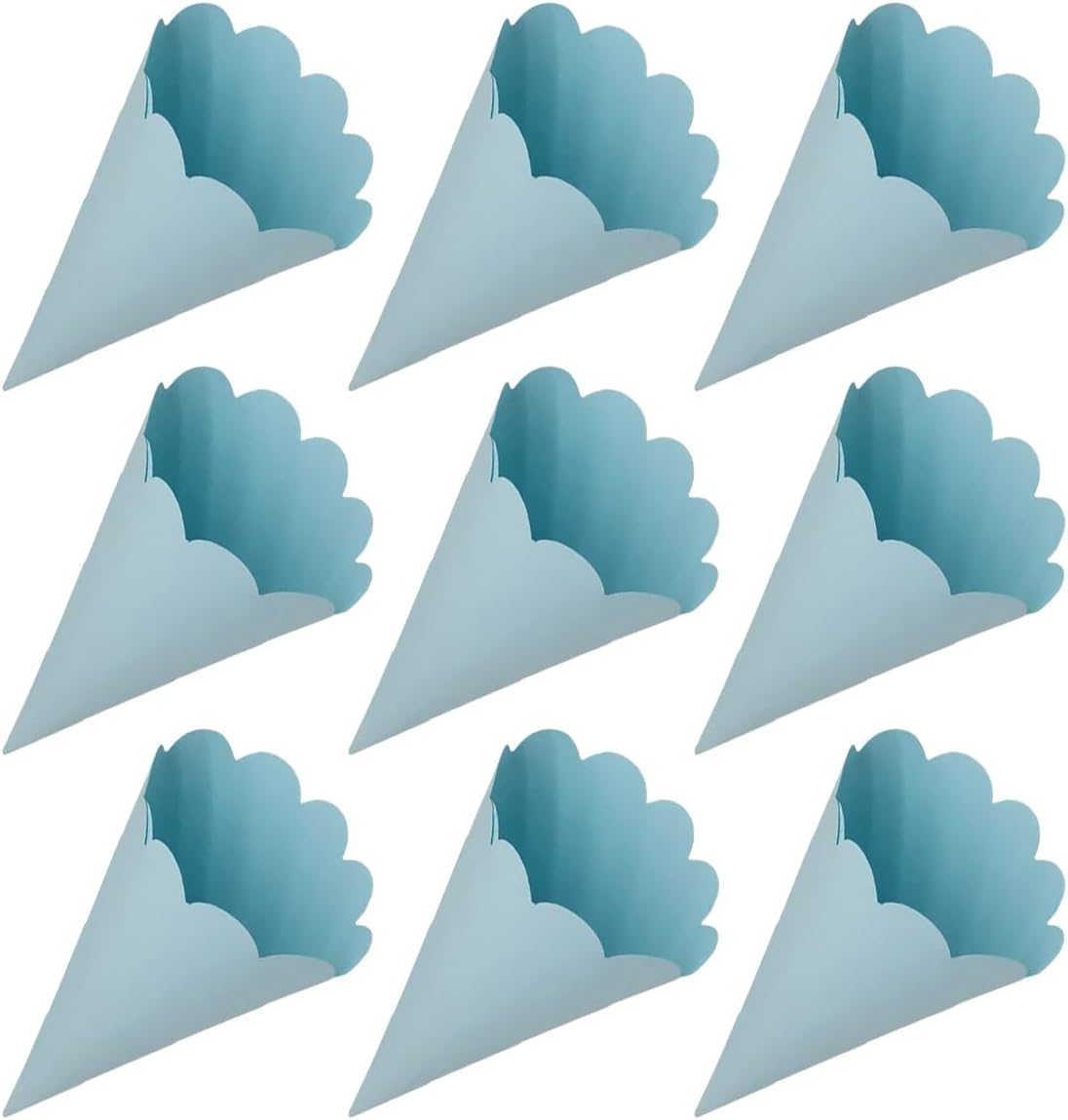 ECYC Ltd 50pcs Paper Confetti Cones 5.9"x5.9"(15x15cm) Wavy Edge Wedding Cone Paper for Rose Petal Candy Party Favor (Blue)