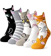 Belloxis Multi-Pair Cute Funny Animal Socks for Women & Girls, Comfortable Cotton Crew Socks for ...