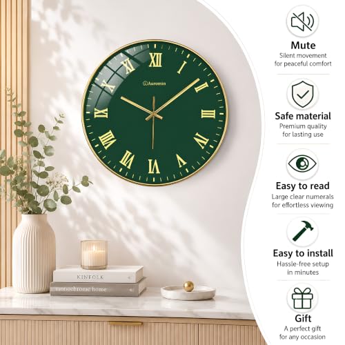 Image of Auromin Modern Stylish Wall Clock for Living Room, Bedroom | Unique Analog Wall Watch for Kitchen, Office, Hall | Elegant Decorative Wall Clock for Home Interior Decoration and Wall Accessories Use