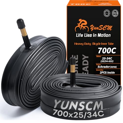 2-PCS 700C Heavy Duty Bike Tubes 700x25C/26C/28C/32C/34C AV48 Schrader Valve (25/34-622)700C Bicycle Inner Tubes Compatible with 700x25C 700x26C 700x27C 700x28C 700x30C 700x32C 700x34C Bike Tire Tubes