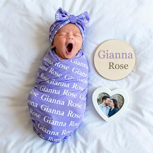 Image of Personalized Baby Blanket, Custom Swaddle Blanket for Newborns with Name, Customized Baby Blanket for Boys and Girls, Ideal Personalized Baby Gifts for Newborns and Baby Showers (Classic Name Design)
