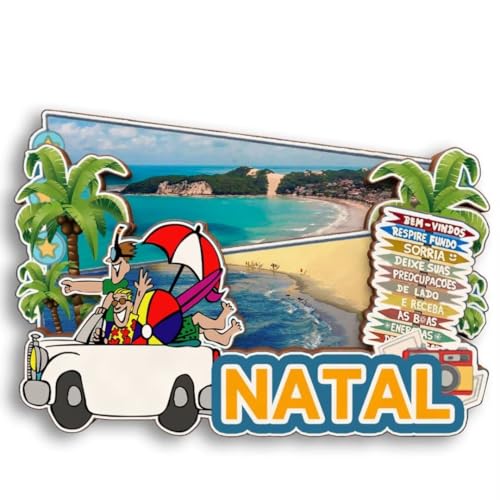 Natal Brasil - Imán de madera 3D para nevera, recuerdo de ciudad, recuerdo, lindo adhesivo para nevera, decoración del hogar y la cocina