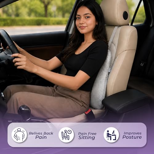 Image of Billebon Premium Car Seat Cushions Combo| Lumbar Support| Neck Rest & Car Wedge Seat Cushion for Long Drive Comfort| Gel Infused Memory Foam| Ergonomic Car Cushions Pillows -Black