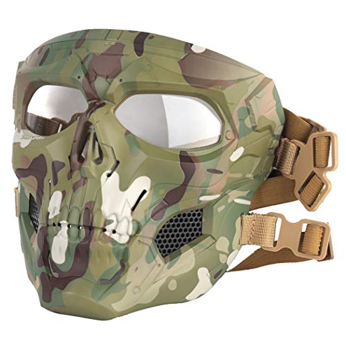 image for AOUTACC Airsoft Mask Skeleton Mask with Goggles, Full Face Protective 