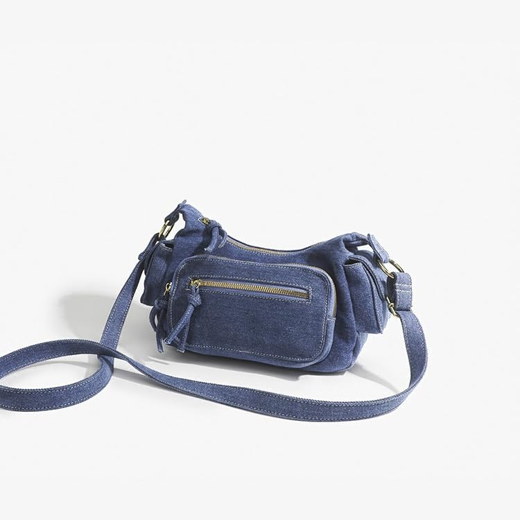 Denim Crossbody Bag Purse, Trendy Jean Purses for Women Denim Shoulder Bags Handbags Tote Bags Chic Street Satchel (Blue)2