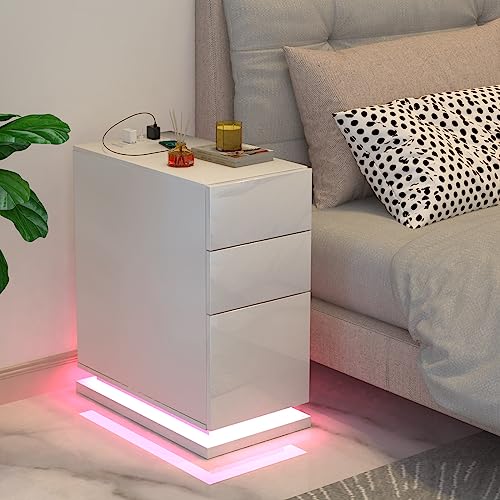Elegante comodino bianco opaco con 3 cassetti per la tua camera