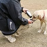 VIVAGLORY hundetrinkflasche & wasserflaschenhalter mit Schultergurt-Kombi, Hunde Trinkflasche & Wasserflaschenhalter für Unterwegs, Trinkflasche Edelstahl mit Wasserflaschenträger, 750ml, Schwarz