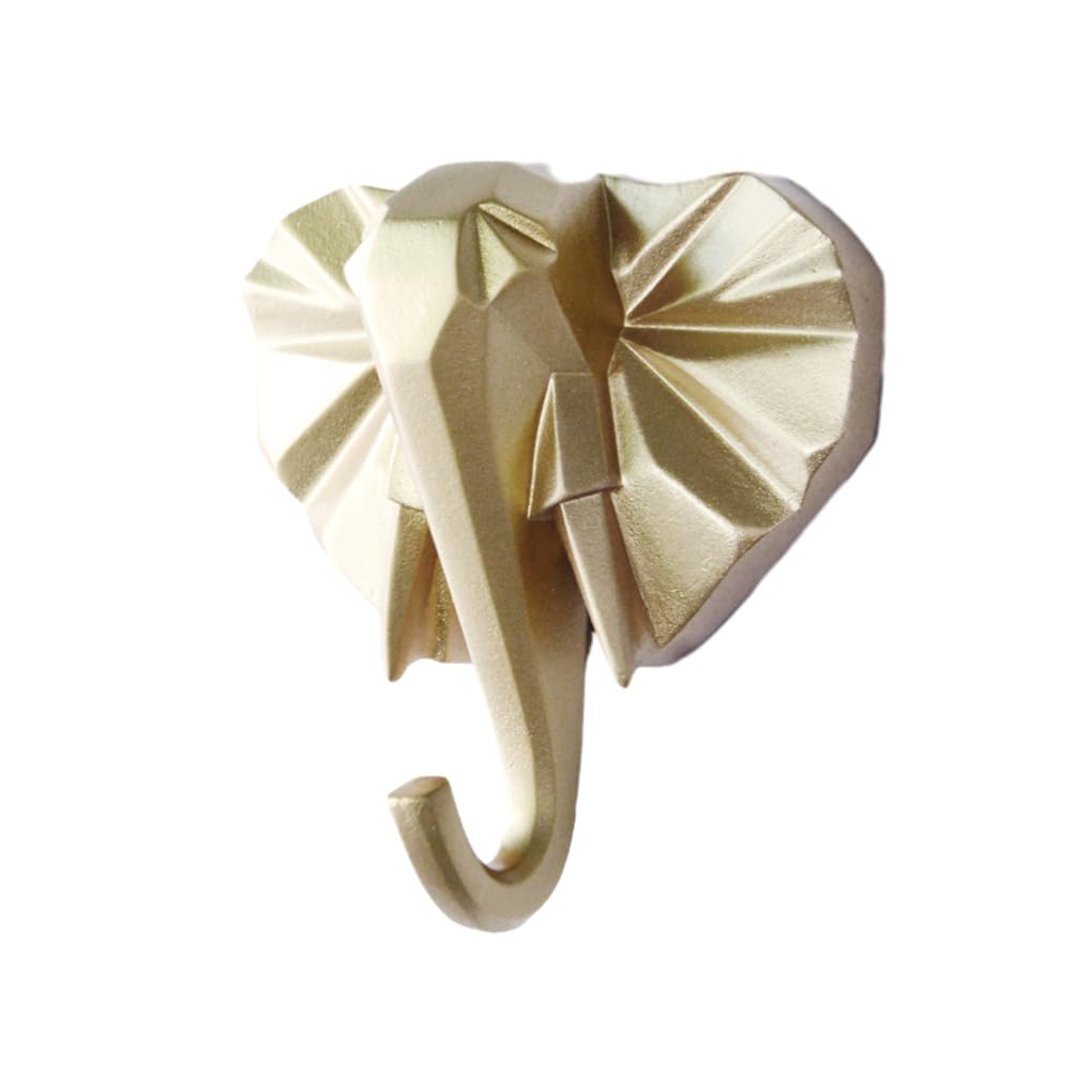 WOVEBIUS Animal Shape Coat Hook Made of Resin for Long-Lasting Not Easy to Wear. Easy to Install Animal Head Coat Hook Coat Hooks Gold(Elephant)