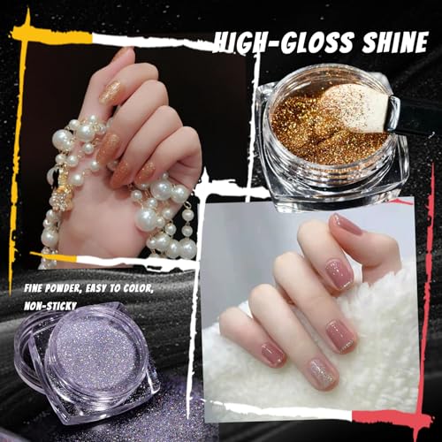 Image of Holographic Nail Powder Chrome Ultra Fine Glitter Powder Set