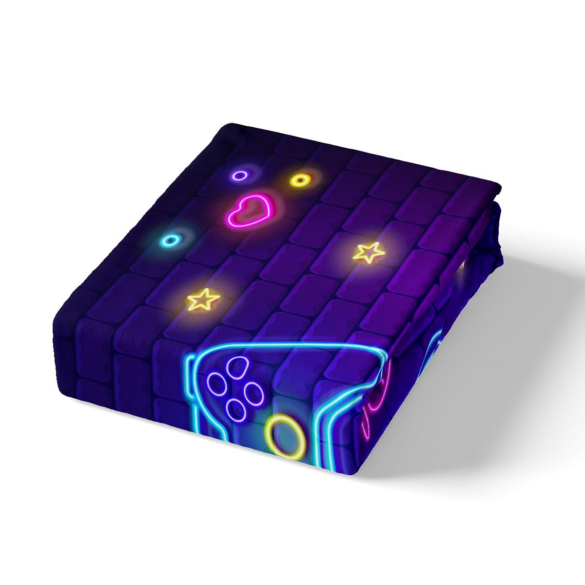 Homemissing Set di biancheria da letto per bambini, ragazzi e ragazze, con motivo videogiochi, con motivo videogiochi, colore: blu/viola, stile retrò, per camera da letto, 3 pezzi, per letto super