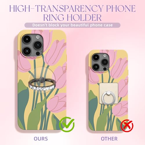 Transparent Phone Ring Holder 2 Pcs, Clear Cell Phone Ring 2 Rose Gold Diamond - Photo 17 sur 31