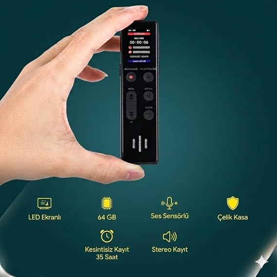 KB-95 64 GB Voice Recorder with Kingboss Led Screen, 35 Hours Continuous Recording, with Sound Sensor