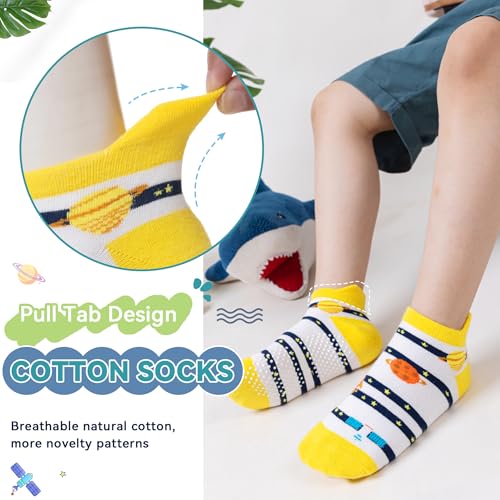 Image of Eyean Kids Ankle Cotton Socks Cute Animal Pattern Soft Non Slip Boys Girls No Show Socks 6 Pairs