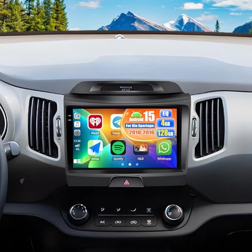 Autoradio Android 15 pour KIA Sportage 2010-2016 avec écran 9 pouces et 4G 128 Go