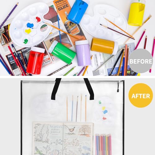 Image of EOOUT 4pcs 18.5x24.8 Inches Art Portfolio Bags, Portfolio Folder for Artwork, Posters Storage Bag with Zipper and Handle Mesh Folder Organizers for Poster, Scrapbook, Keepsake and Bulletin Board