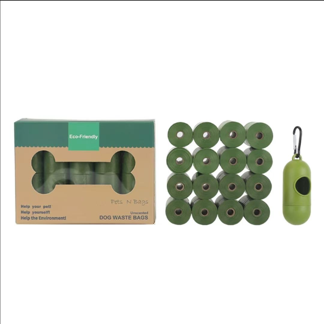 WELTENT Dog Poop Leak Proof Bags with Bag Dispenser, Bag Holder for Leash Doggie Waste Bag Dispenser Leak Proof, 270 Counts Pet Trash Thick Bags, Lavender Scented, Green