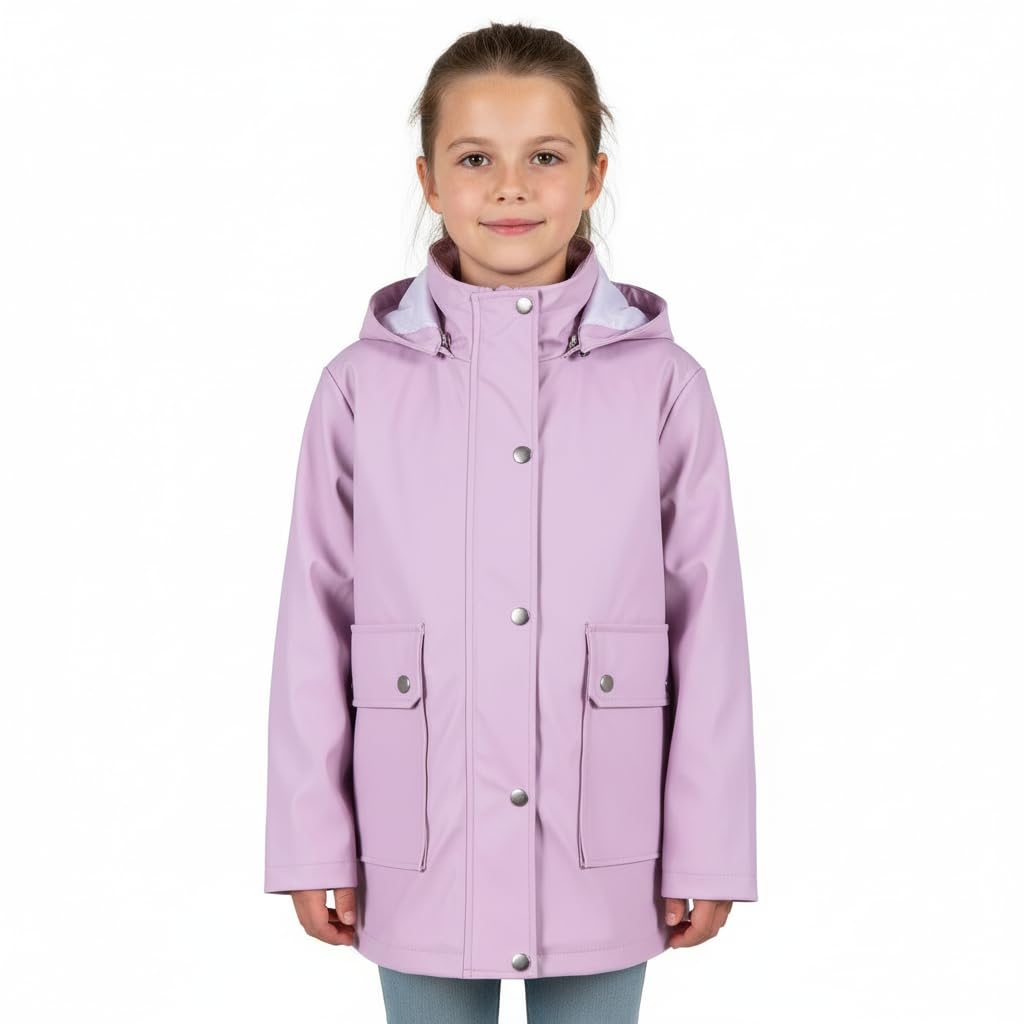 A2Z 4 Kids PU Raincoat Jackets Windbreaker Waterproof Raincoat 625 Lilac 7-8