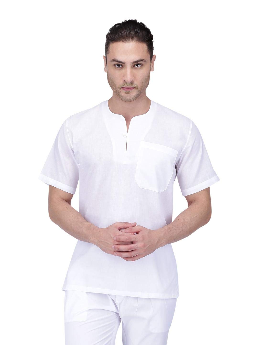 Rajubhai HargovindasMen's Cotton V-Neck Straight Short Kurta