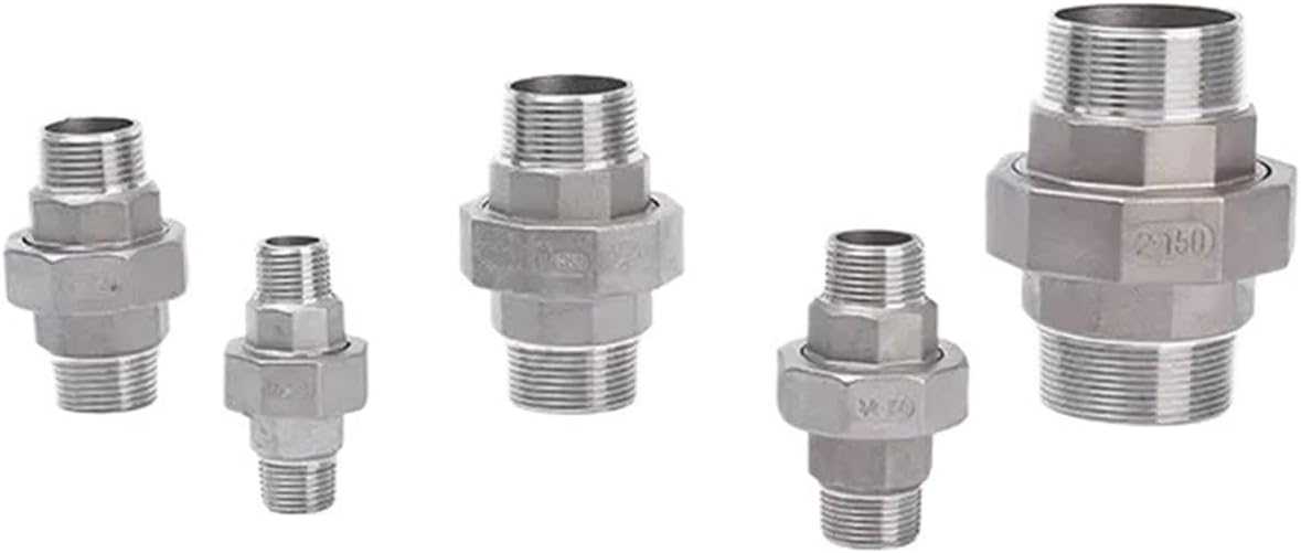 1pcs Screw Water Pipe Joint1/2" 3/4" 1" 1-1/4" 1-1/2" 2" BSPT Male Threaded Union Stainless Steel SS304 Cast Pipe Fitting(1-1/4")