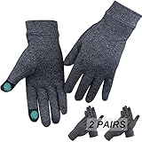 2 Pairs Arthritis Gloves for Pain, Hand Compression Gloves for Women Men, Carpal Tunnel, Joint Pain, Rheumatoid Arthritis Hand Support - Touchscreen Gloves for Typing, Work (Full Finger, Large)