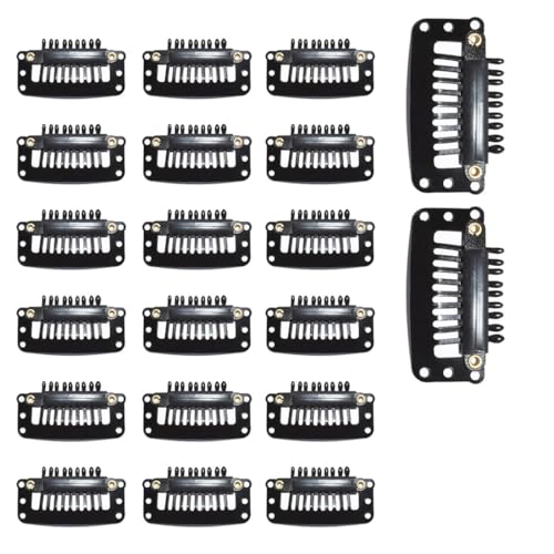 ZORVYN 20 Pièces Perruque Clips, Clips en métal en forme de U, Pince Extension cheveux, barrette, Clip Cheveux, Clip de peigne, pour Extension de Cheveux Bricolage (Noir)