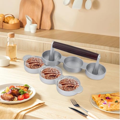 CODOHI Mini Burger Press Small Meat Patty Maker with 200 Patty Papers Round Shape Press Patty Maker for Mini Hamburger, Barbecue, Picnic, Camping, Three 2.56-inch molds (3 Slots+200 Patty Papers) by CODOHI - Image 7