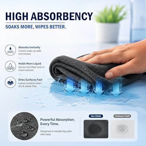 Image of JD FRESH 2 Pack Microfiber Cloth 40x40 cm /400 GSM Thick Lint & Streak Free Multipurpose Cloth /Automotive Microfibre Towel for Car Bike Cleaning Polishing Washing Detailing Interior Exterior - Grey