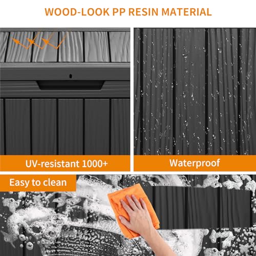 Image of 46 Gallon Outdoor Deck Box,Storage Lockable Waterproof Patio Furniture,Garden Tools,Cushions,Pool Accessories Outside Storage Resin Box(Black)