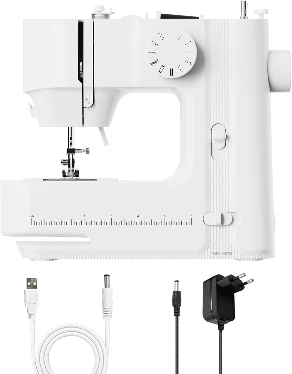 Máquina de Coser de Escritorio portátil, Kit de máquina de Coser doméstica Multifuncional de precisión, con luz LED integrada y función de Costura en reversa