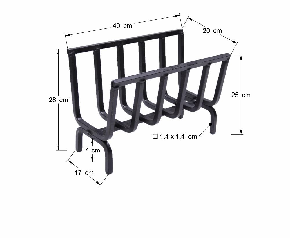 Fonderia Bongiovanni Brucialegna portalegna żeliwny braciere do kominka i grilla 40x20x28 cm