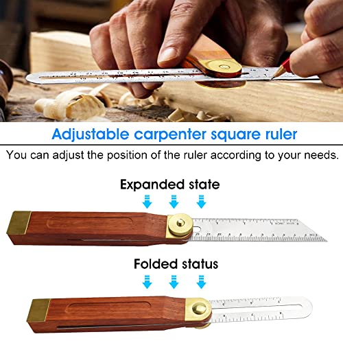 Adjustable Carpentry Square Bevel Gauge Sliding Bevel 9 Inch Hardwood Handle Stainless Steel Blade Ruler T Bevel Angle Finder Craft Bevel Tool for Craftsman Carpenter Architect Engineer Woodworking