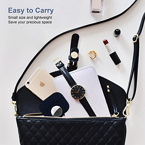 2 In 1 Protective Case For Apple Airpods Pro Air Tag Holder Combo, Soft Silicone Airpods Pro Airtag Case With 2 Pcs Screen Protector, Anti-Scratch Anti-Fall Anti-Lost Shockproof Durable(Navyblue) #TOP6