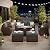 VONZOY 6 Pieces Patio Furniture Set with 44" Gas Fire Pit Table, Outdoor Sectional Conversation Sets, All-Weather Wicker Rattan Sofa w/Gas Fire Pit, Ottoman, Thick Cushion Dark Grey