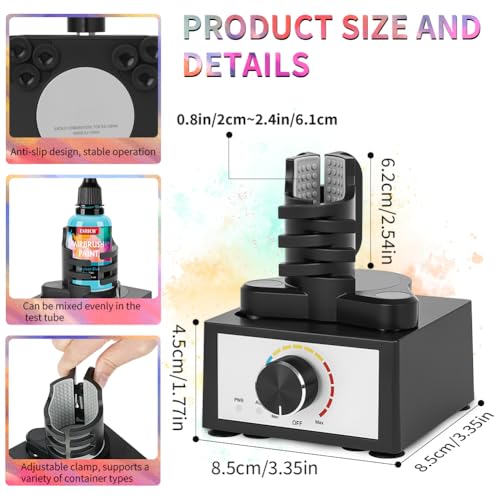 HOTUT Mini Vortex Mixer, Farbmischer mit Mixing Balls, drei Geschwindigkeits, 300-2400 U/min, Freihändig Farb Shaker, Flüssiger Vortex Shaker für Nagellack, Labor, Acrylfarben, Wimpernkleber