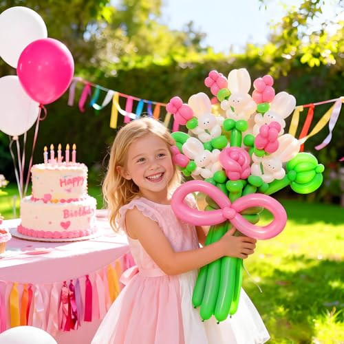 Image of 260 Green Long Balloons for Balloon Garland Thickening Skinny Latex Twisting Animals Modeling Christmas Birthday Wedding Party Festival Decorations 100pcs