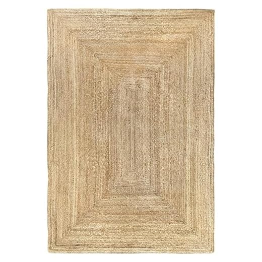 HAMID - Tapis Alhambra Jute Naturel, Couleur Naturelle, Tressé à la Main, Tapis pour Salon, Salle à Manger, Chambre, Couloirs (120x170cm)