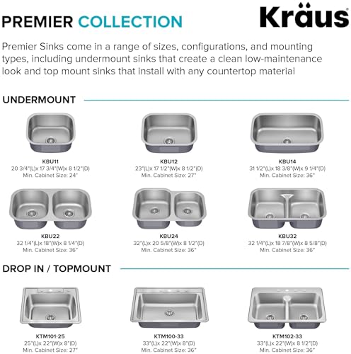 Image of KRAUS Premier 25-inch Drop In /Top Mount Single Bowl 18-Gauge Stainless Steel Kitchen Sink with Strainer, KTM101-25