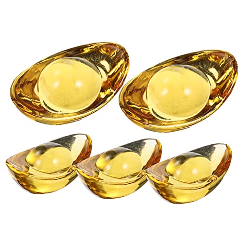 Lingot d'or en lot de 5 figurines de richesse Yuan Bao pour décoration de table