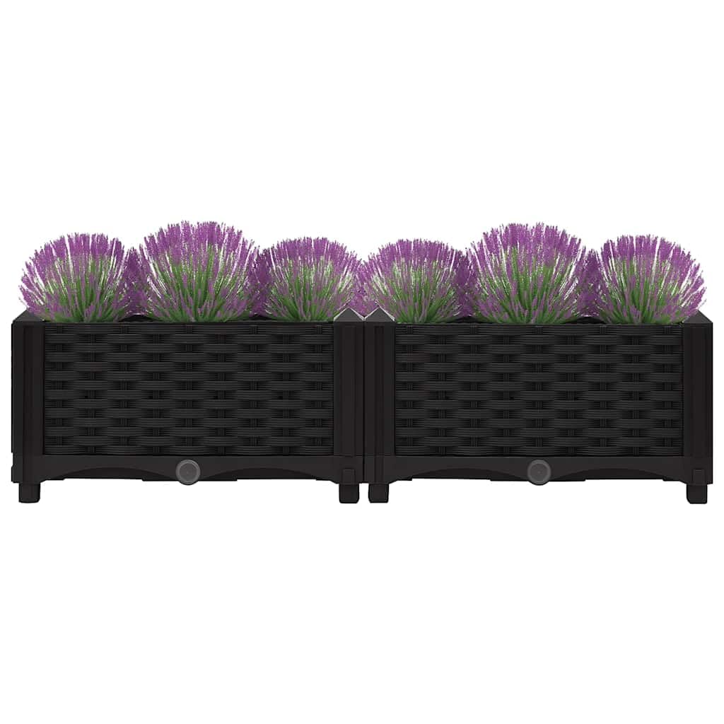 Hochbeet 80x40x23 cm Polypropylen, Robustes Pflanzgefäß mit Abflussloch und Bewässerung, Balkon und Garten geeignet, wetterfest, vielseitiger Balkonkasten für Blumen und Gemüse