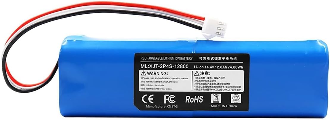 Rechargeable Li-ion Battery Robot Vacuum Cleaner Battery Pack 14.4V 14.8V Replacement Spare Battery 5200mAh 6500mAh Backup Battery Waterproof PVC Case