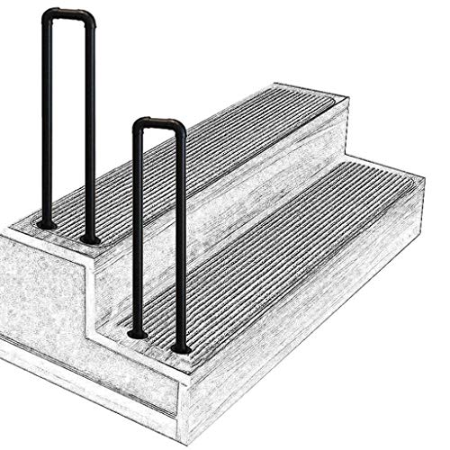 Escalera de metal negro para cemento, hormigón y madera, para exteriores, barandillas para balcones y terrazas