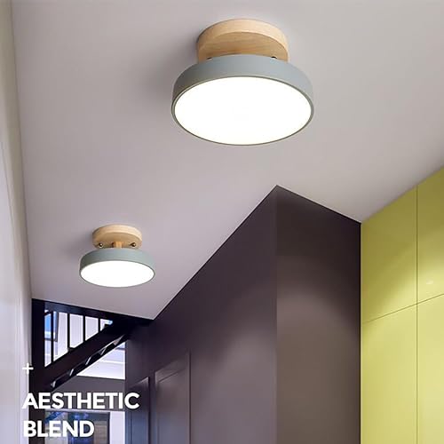 Vista 26 de Lámpara LED de techo, 34 pulgadas, 7 luces, moderna lámpara de techo empotrada de madera de 56 W, lámpara regulable para sala de estar, dormitorio