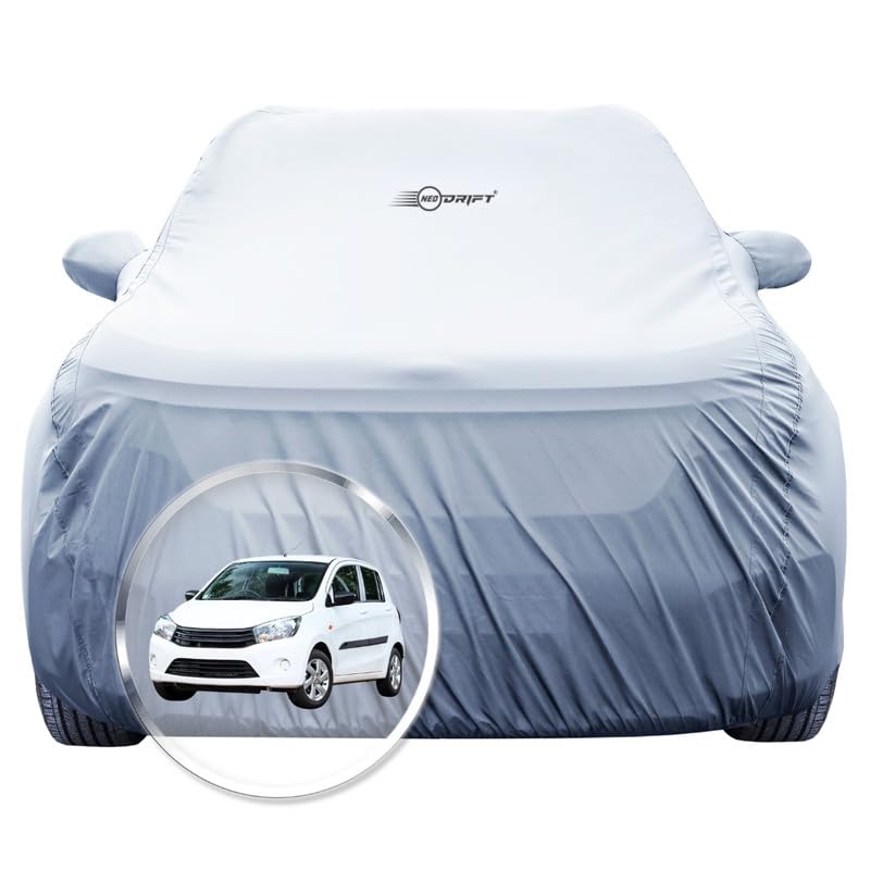 Image of NEODRIFT 'SilverTech' Car Cover for Suzuki Celerio (100% Water-Resistant, All Weather Protection, Tailored Fit, Precision-Fit & Breathable Fabric) (Colour: Silver) (Model: 2020-2026)