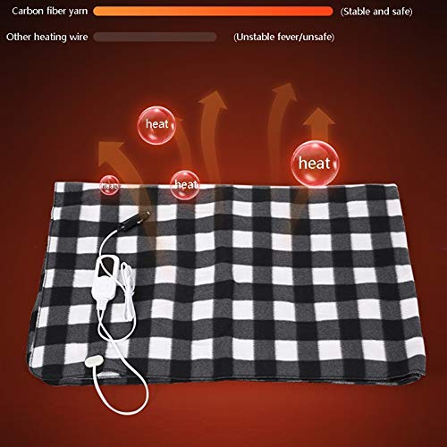 ZTBH Manta portátil Caliente Manta con calefacción con calefacción de 12V, calefacción Segura Manta eléctrica for automóviles, USB Manta de calefacción eléctrica, Ideal for el Clima frío. Manta